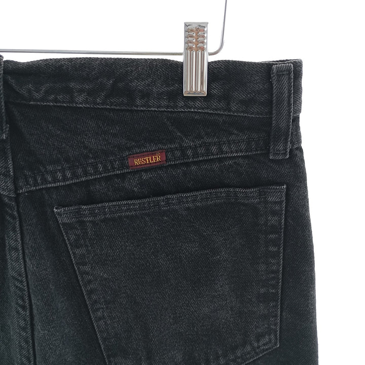 Rustler Black Denim Straight Denim Pants for Men, W32 equivalent cotton black type Vintage Second Hand