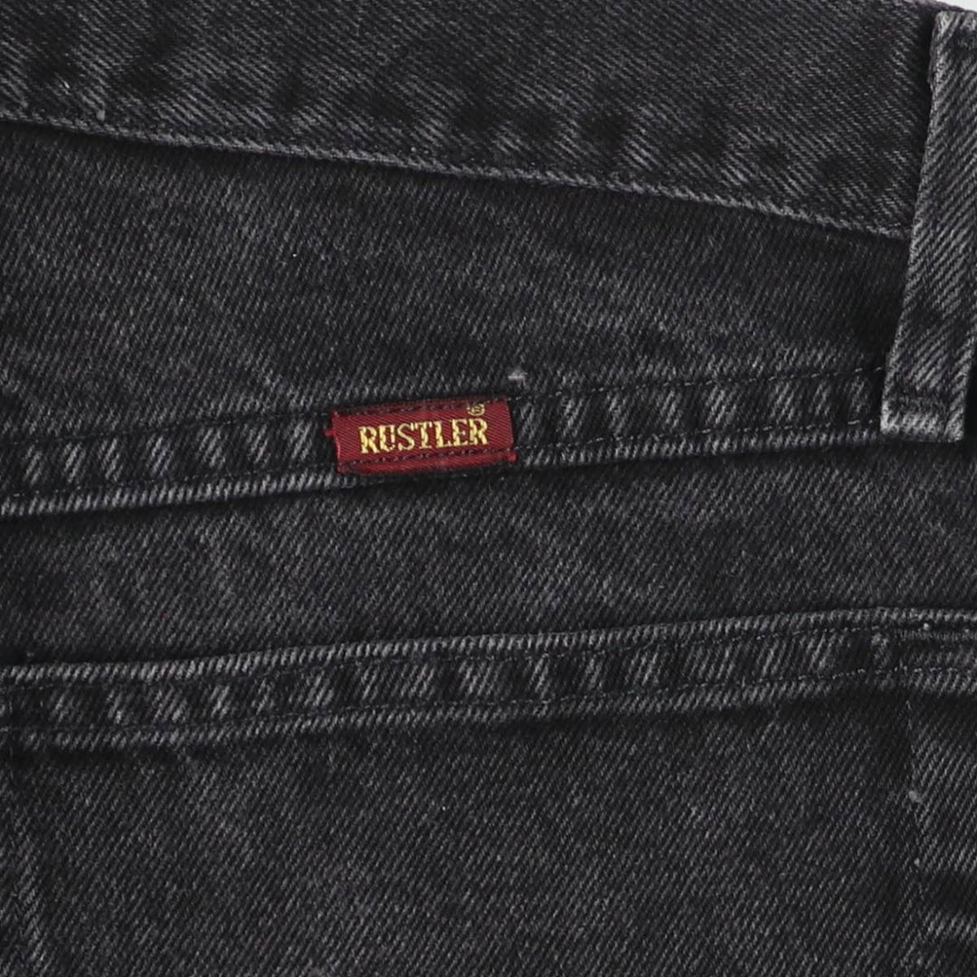 Rustler Black Denim Straight Denim Pants for Men, W32 equivalent cotton black type Vintage Second Hand