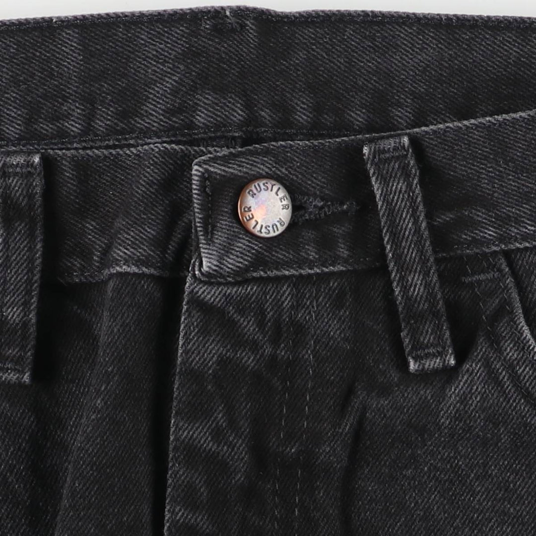 Rustler Black Denim Straight Denim Pants for Men, W32 equivalent cotton black type Vintage Second Hand