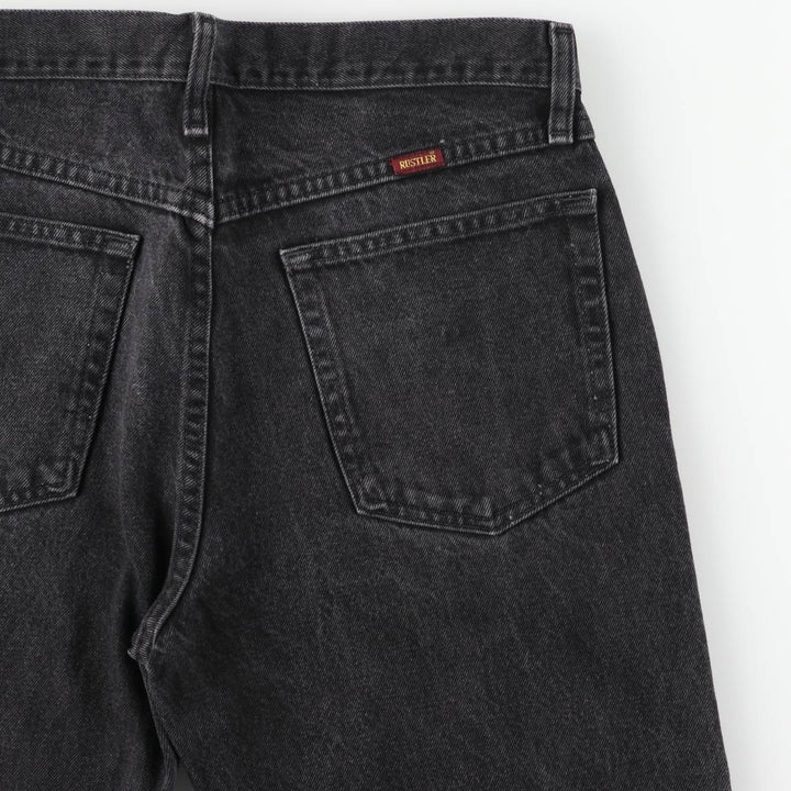 Rustler Black Denim Straight Denim Pants for Men, W32 equivalent cotton black type Vintage Second Hand