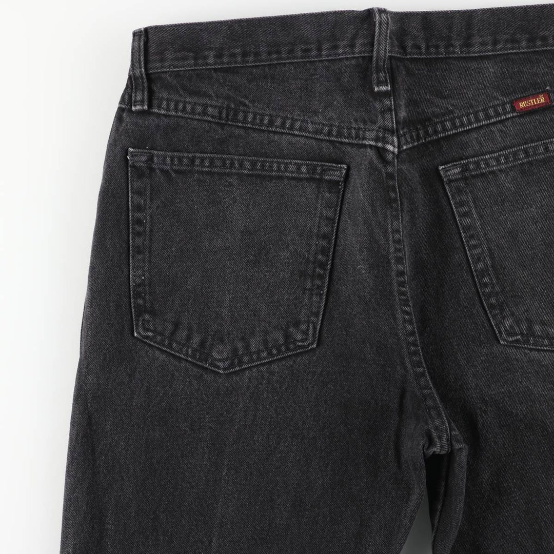 Rustler Black Denim Straight Denim Pants for Men, W32 equivalent cotton black type Vintage Second Hand