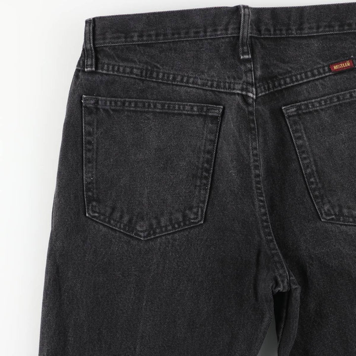 Rustler Black Denim Straight Denim Pants for Men, W32 equivalent cotton black type Vintage Second Hand