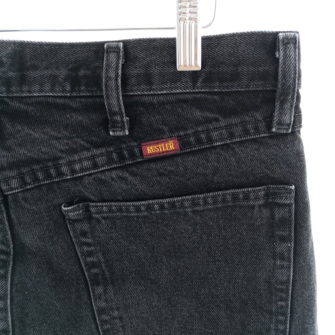 Rustler Black Denim Straight Denim Pants for Men, W34 equivalent cotton black type Vintage Second Hand
