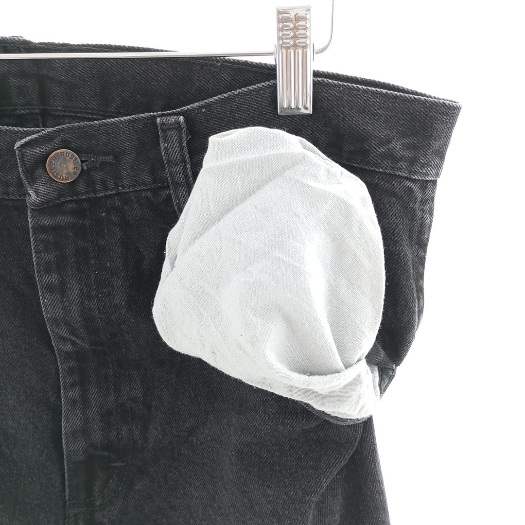 Rustler Black Denim Straight Denim Pants for Men, W34 equivalent cotton black type Vintage Second Hand