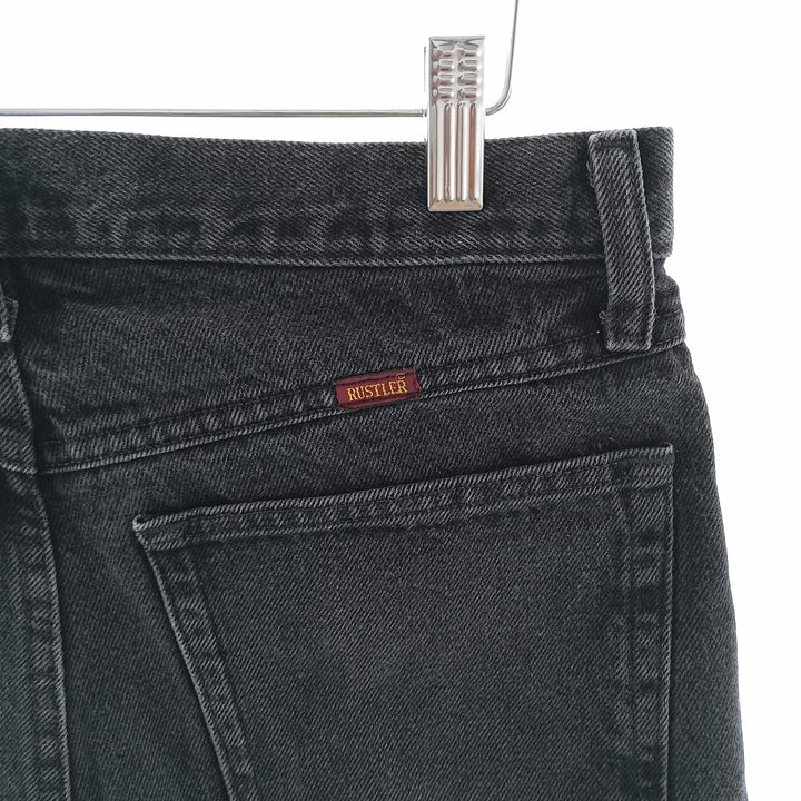 Rustler Black Denim Straight Denim Pants for Men, W32 equivalent cotton black type Vintage Second Hand