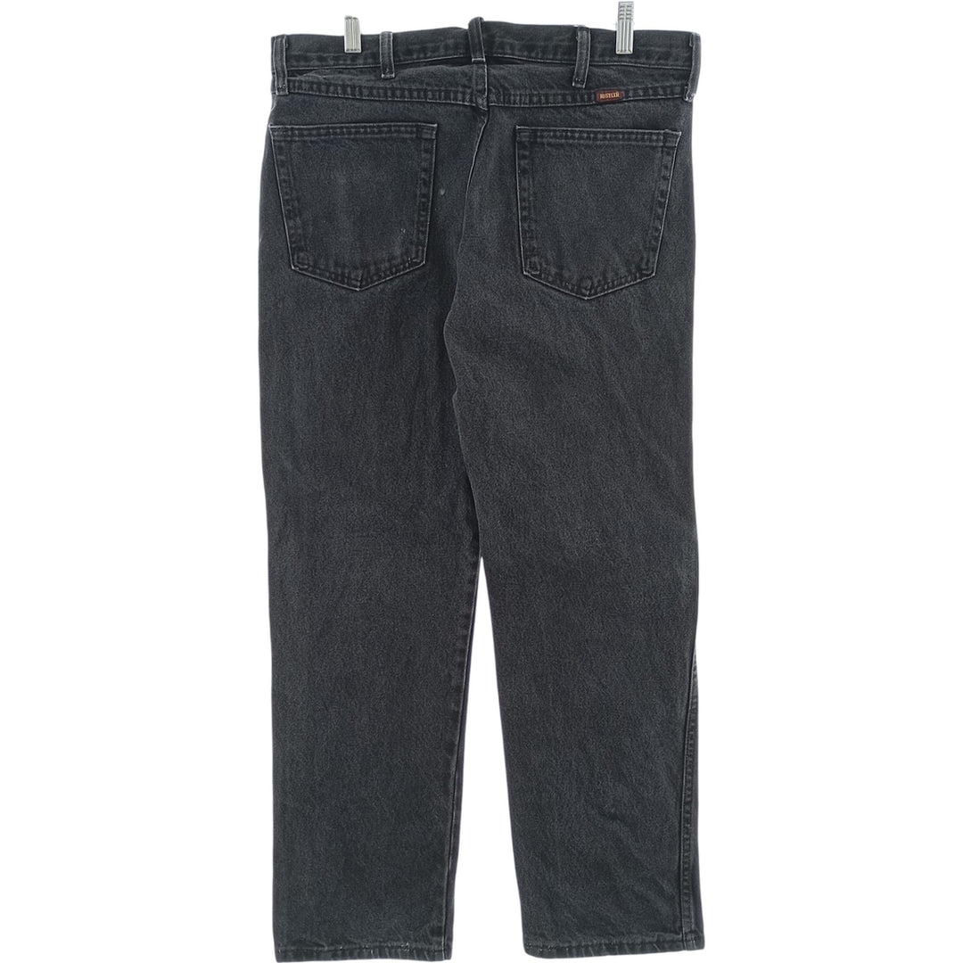 Rustler Black Denim Straight Denim Pants for Men, W34 equivalent cotton black type Vintage Second Hand
