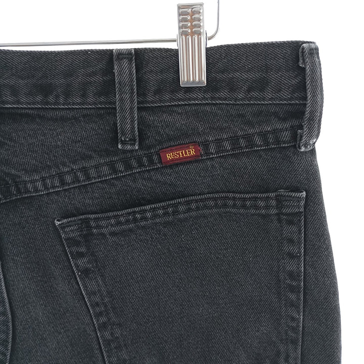 Rustler Black Denim Straight Denim Pants for Men, W34 equivalent cotton black type Vintage Second Hand