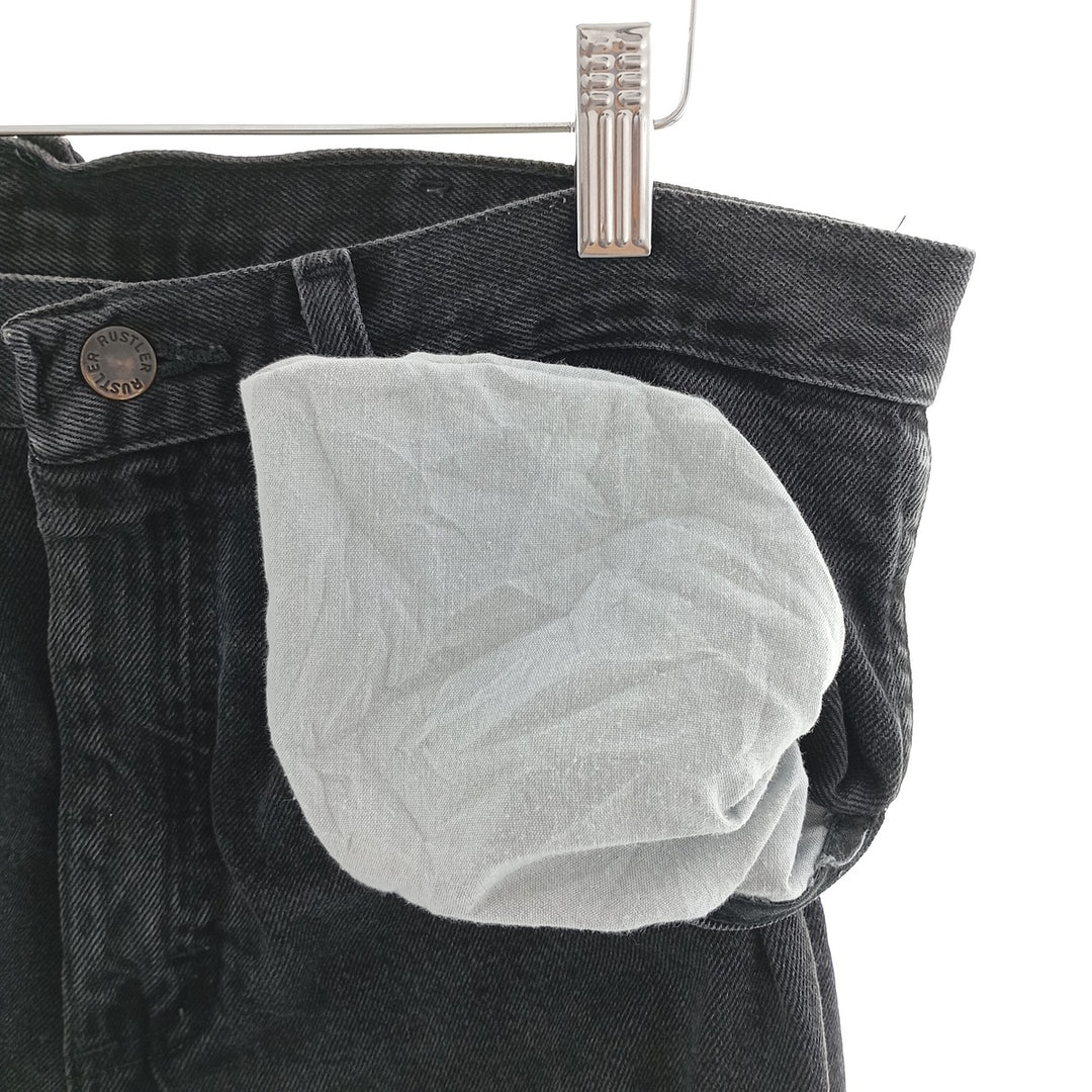 Rustler Black Denim Straight Denim Pants for Men, W34 equivalent cotton black type Vintage Second Hand