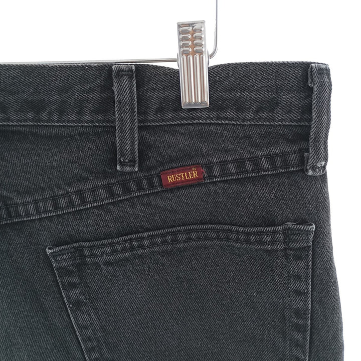 Rustler Black Denim Straight Denim Pants for Men, W34 equivalent cotton black type Vintage Second Hand