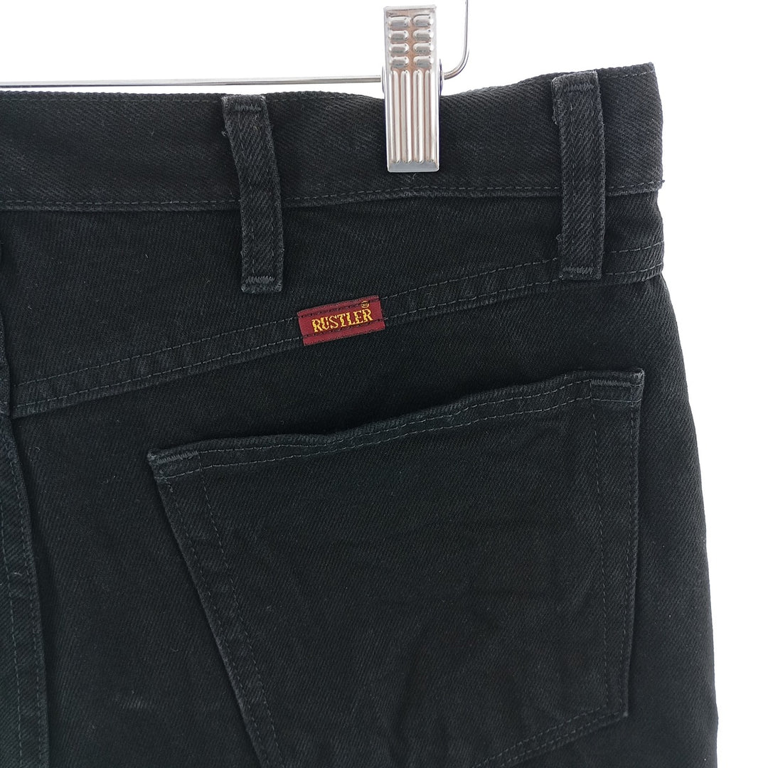 Rustler Black Denim Straight Denim Pants for Men, W34 equivalent cotton black type Vintage Second Hand