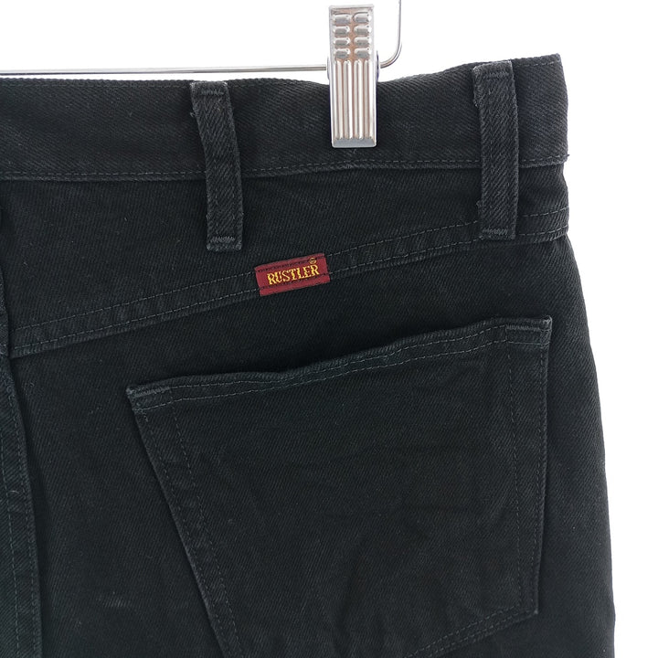 Rustler Black Denim Straight Denim Pants for Men, W34 equivalent cotton black type Vintage Second Hand