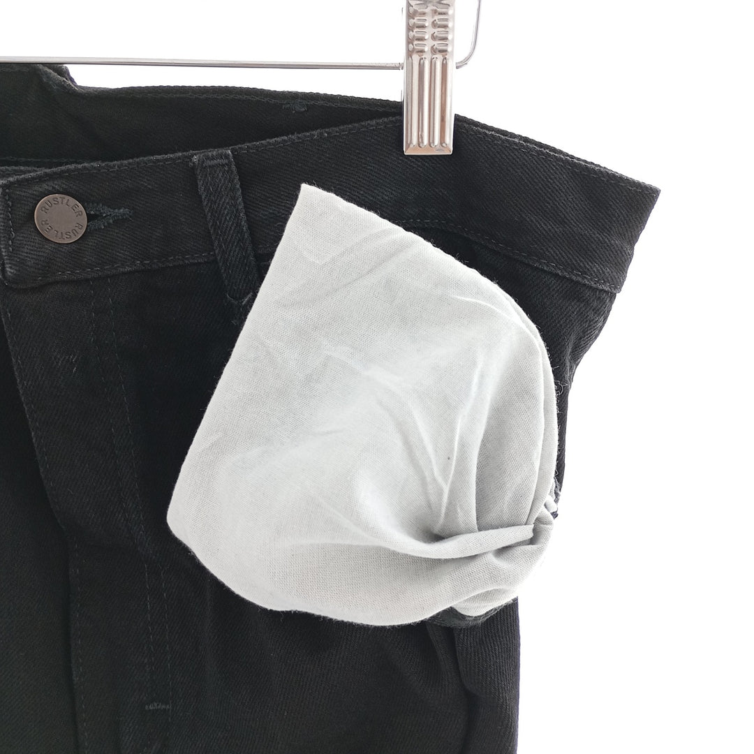 Rustler Black Denim Straight Denim Pants for Men, W34 equivalent cotton black type Vintage Second Hand