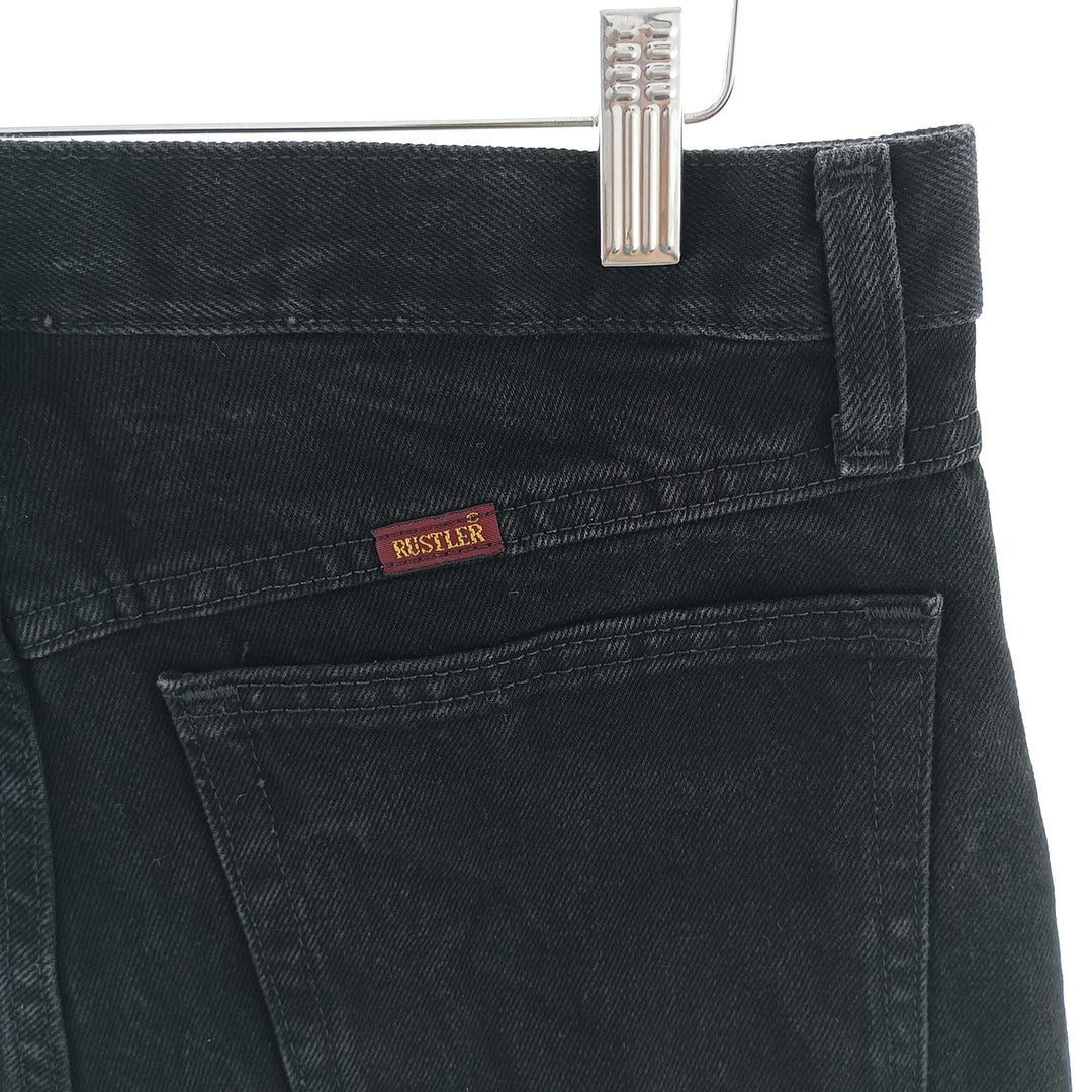Rustler Black Denim Straight Denim Pants for Men, W32 equivalent cotton black type Vintage Second Hand