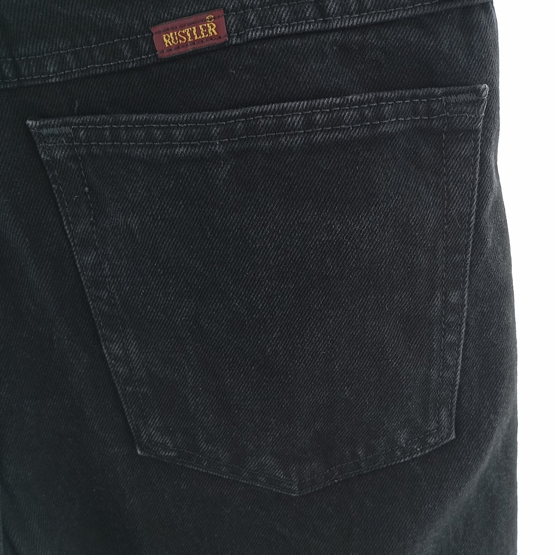 Rustler Black Denim Straight Denim Pants for Men, W32 equivalent cotton black type Vintage Second Hand