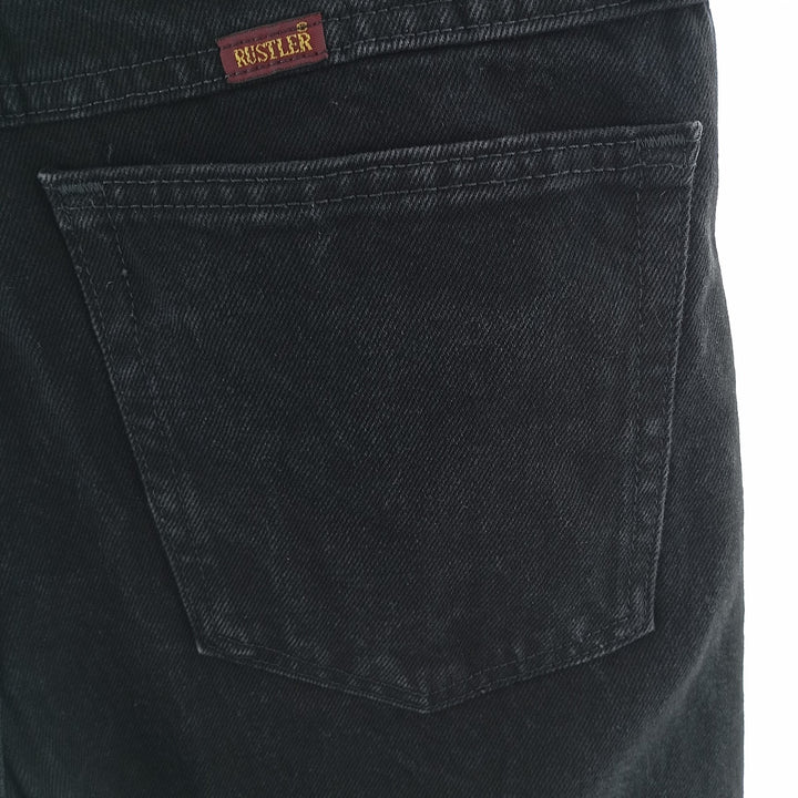 Rustler Black Denim Straight Denim Pants for Men, W32 equivalent cotton black type Vintage Second Hand