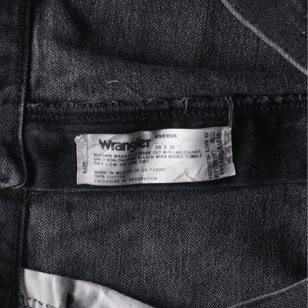 Vintage 90'S Wrangler 936WBK black denim tapered denim pants for men, size W35. cotton black type Vintage Second Hand