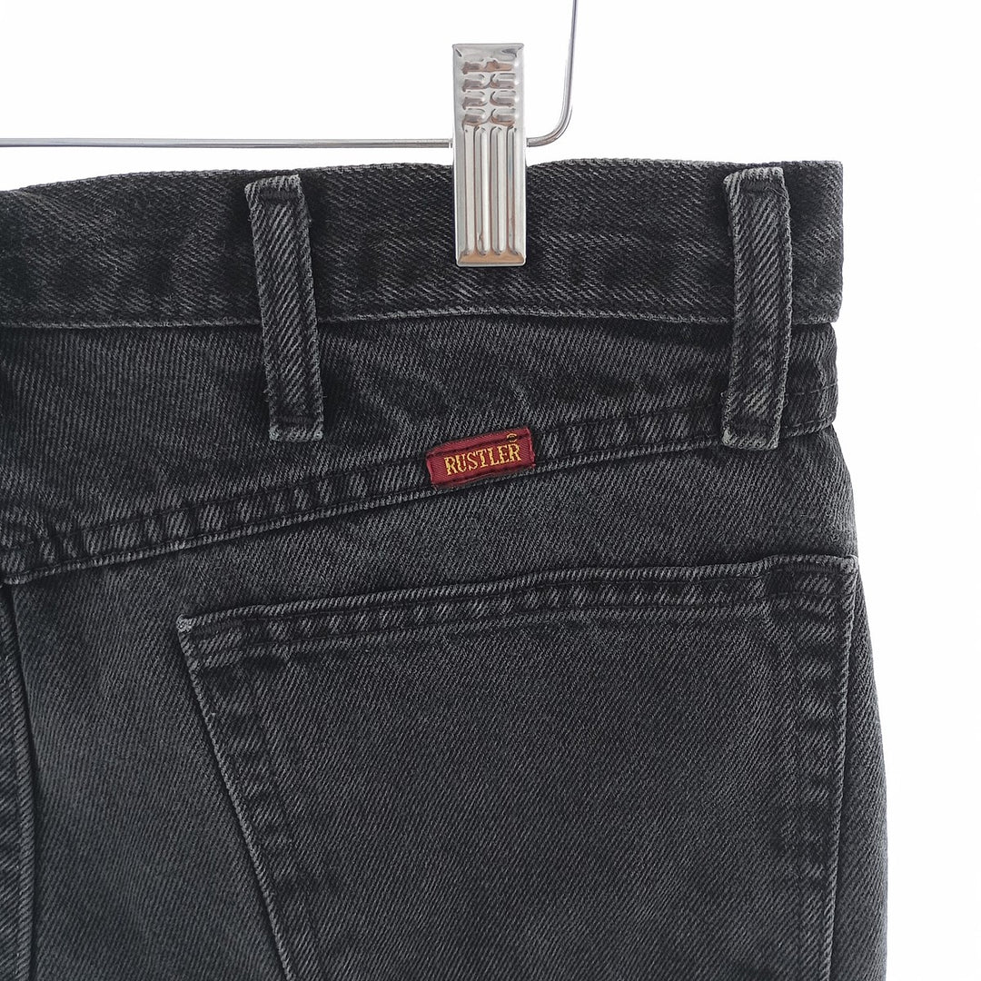 Rustler Black Denim Straight Denim Pants for Men, W34 equivalent cotton black type Vintage Second Hand