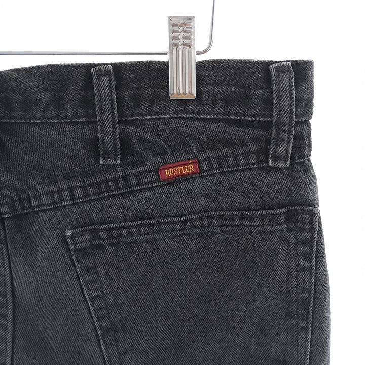 Rustler Black Denim Straight Denim Pants for Men, W34 equivalent cotton black type Vintage Second Hand