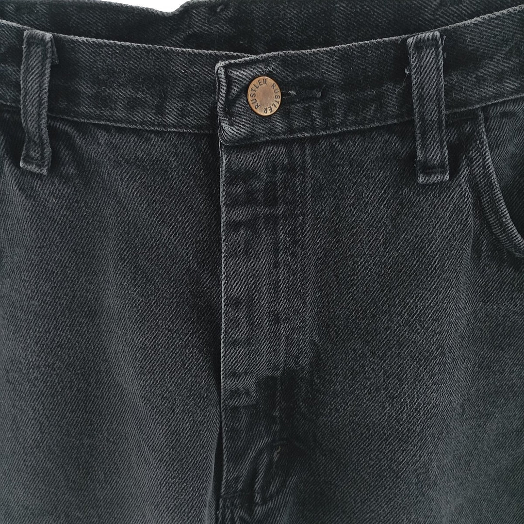 Rustler Black Denim Straight Denim Pants for Men, W34 equivalent cotton black type Vintage Second Hand