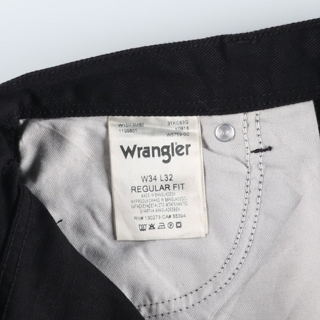 Wrangler Regular Fit Black Denim Tapered Denim Pants, Men's Size 34 cotton black type Vintage Second Hand