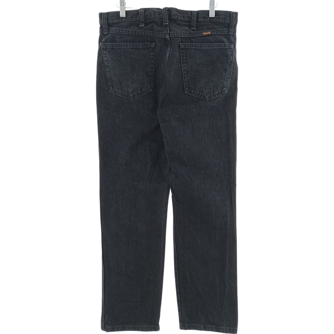 Rustler Black Denim Straight Denim Pants for Men, W34 equivalent cotton black type Vintage Second Hand