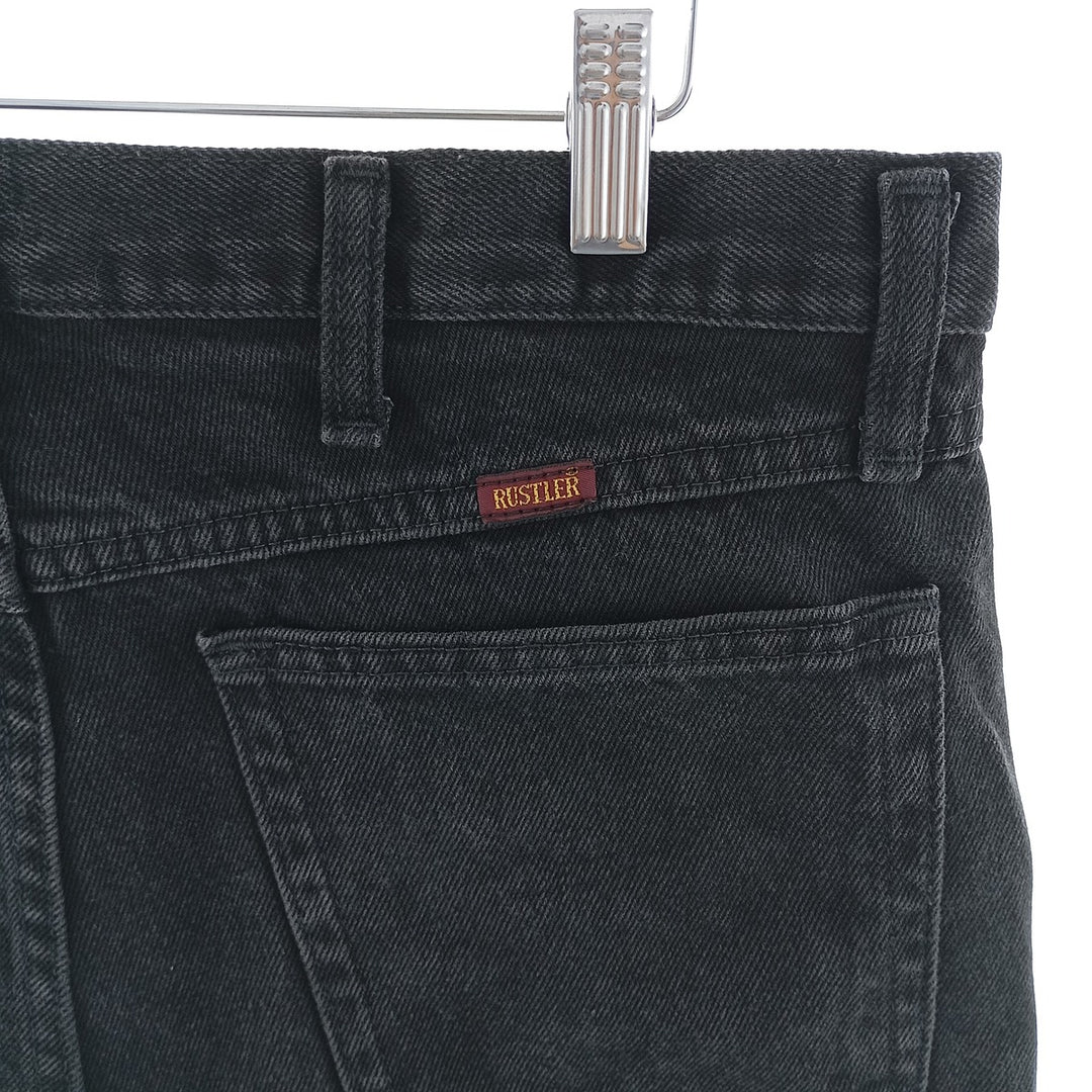 Rustler Black Denim Straight Denim Pants for Men, W34 equivalent cotton black type Vintage Second Hand
