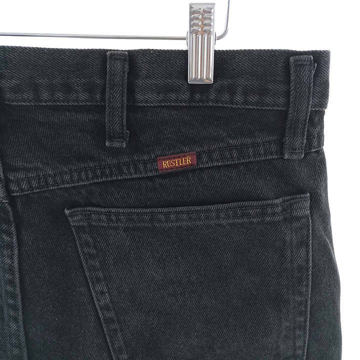 Rustler Black Denim Straight Denim Pants for Men, W34 equivalent cotton black type Vintage Second Hand