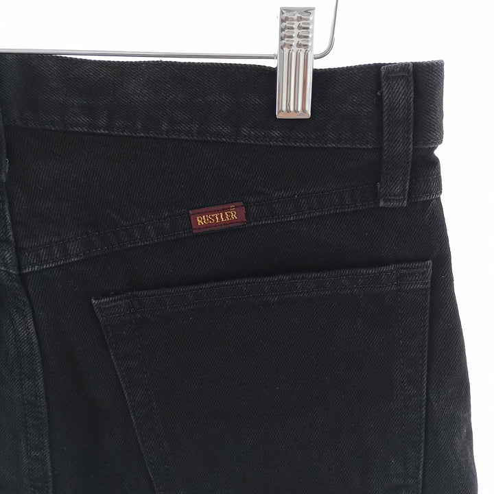 Rustler Black Denim Straight Denim Pants for Men, W34 equivalent cotton black type Vintage Second Hand