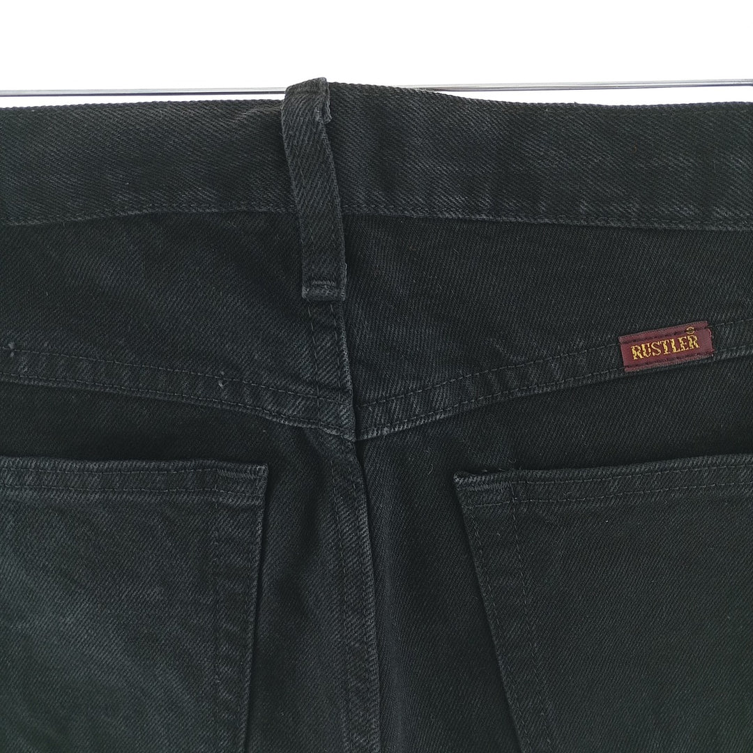Rustler Black Denim Straight Denim Pants for Men, W34 equivalent cotton black type Vintage Second Hand