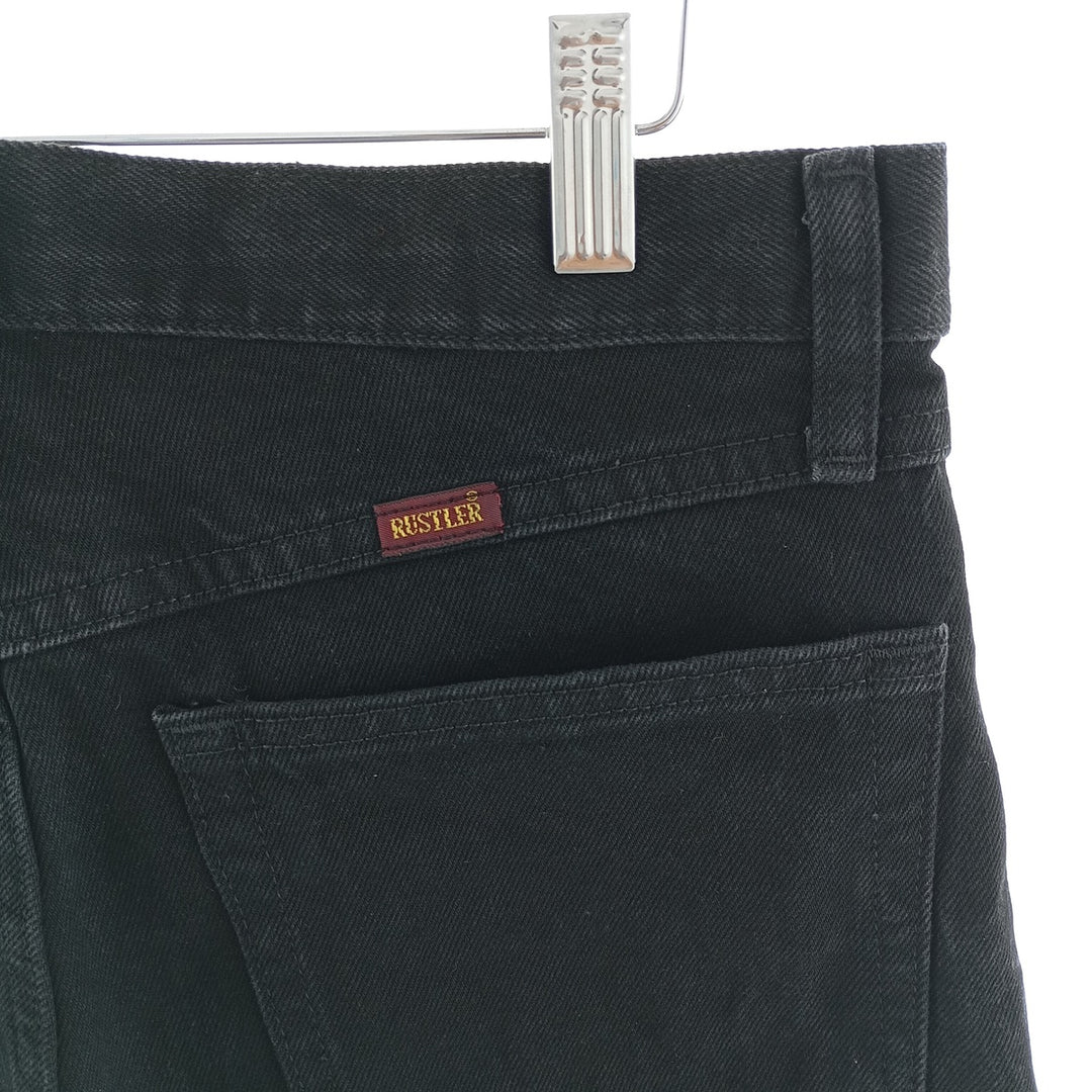 Rustler Black Denim Straight Denim Pants for Men, W34 equivalent cotton black type Vintage Second Hand
