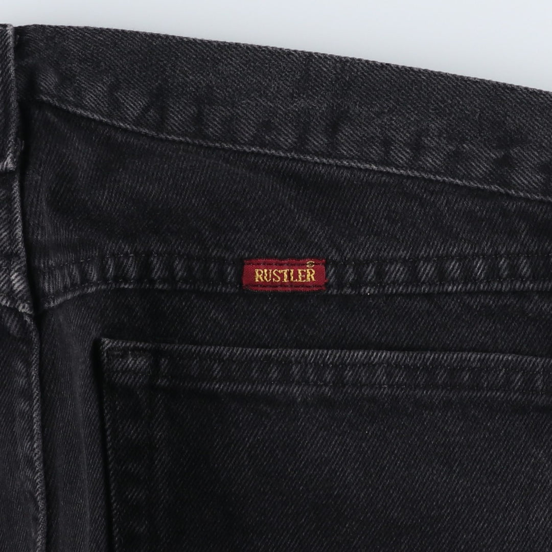Rustler Black Denim Straight Denim Pants for Men, W33 equivalent cotton black type Vintage Second Hand