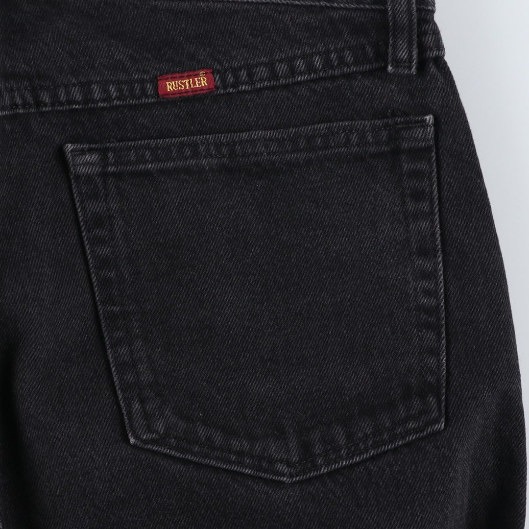 Rustler Black Denim Straight Denim Pants for Men, W33 equivalent cotton black type Vintage Second Hand