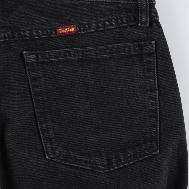 Rustler Black Denim Straight Denim Pants for Men, W33 equivalent cotton black type Vintage Second Hand