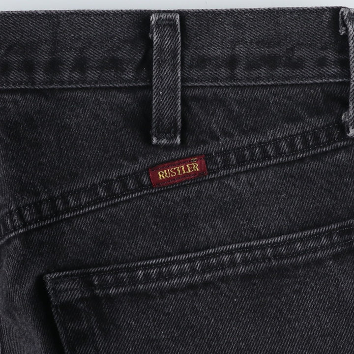 Rustler Black Denim Straight Denim Pants for Men, W33 equivalent cotton black type Vintage Second Hand