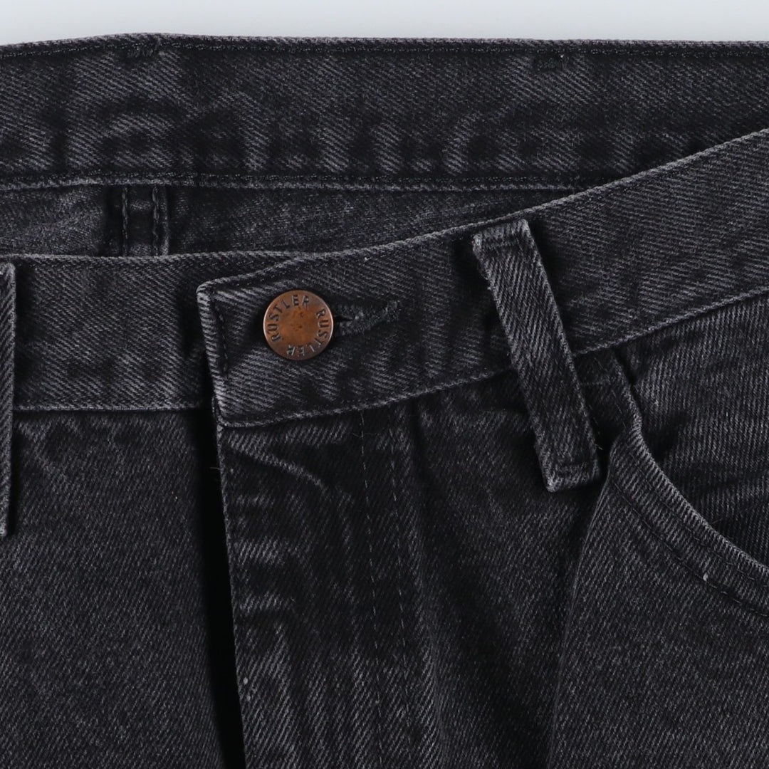 Rustler Black Denim Straight Denim Pants for Men, W33 equivalent cotton black type Vintage Second Hand