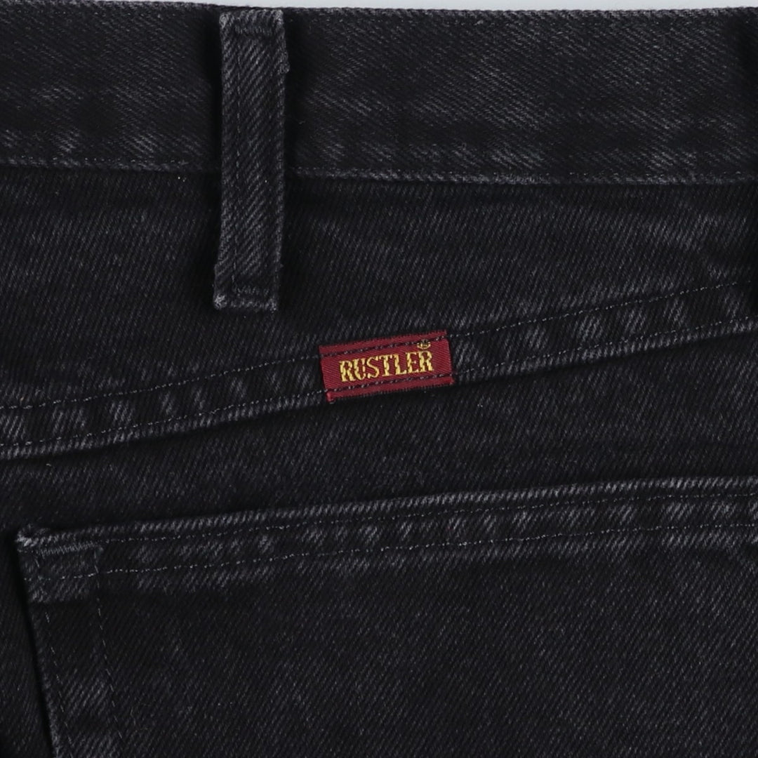 Rustler Black Denim Straight Denim Pants for Men, W35 equivalent cotton black type Vintage Second Hand