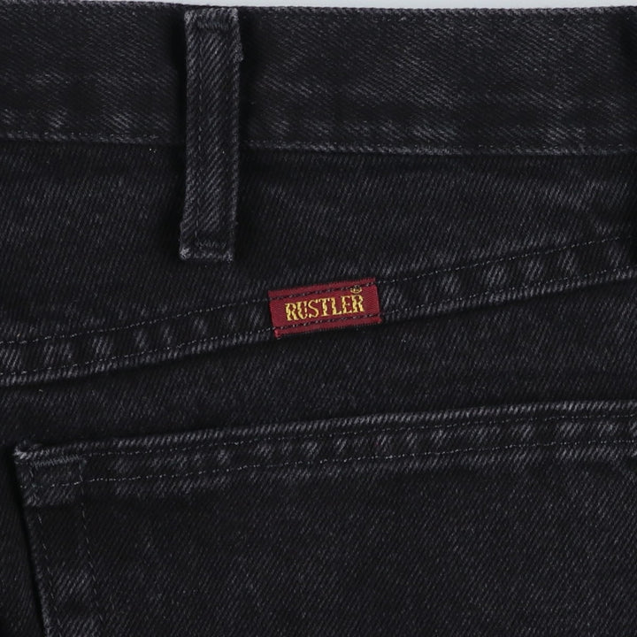 Rustler Black Denim Straight Denim Pants for Men, W35 equivalent cotton black type Vintage Second Hand
