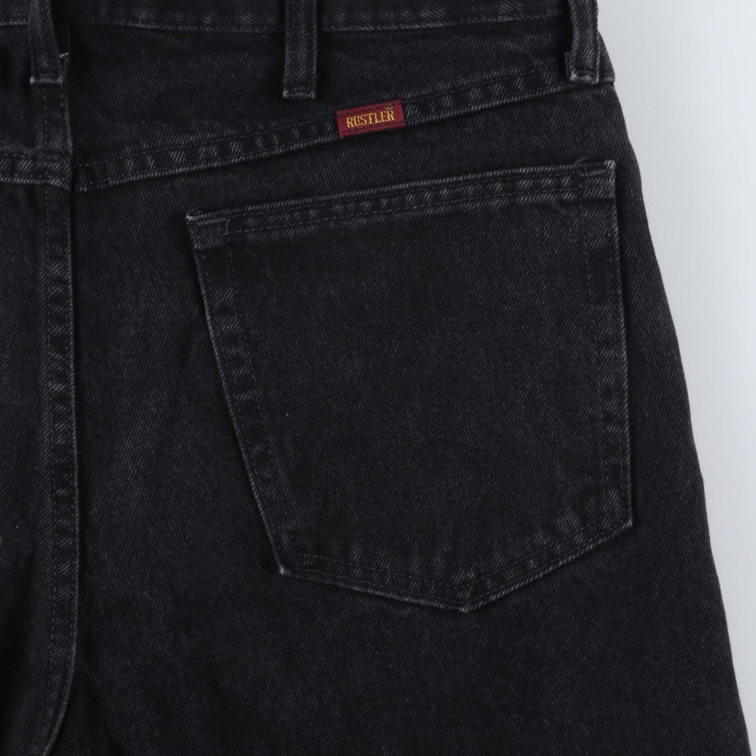 Rustler Black Denim Straight Denim Pants for Men, W35 equivalent cotton black type Vintage Second Hand