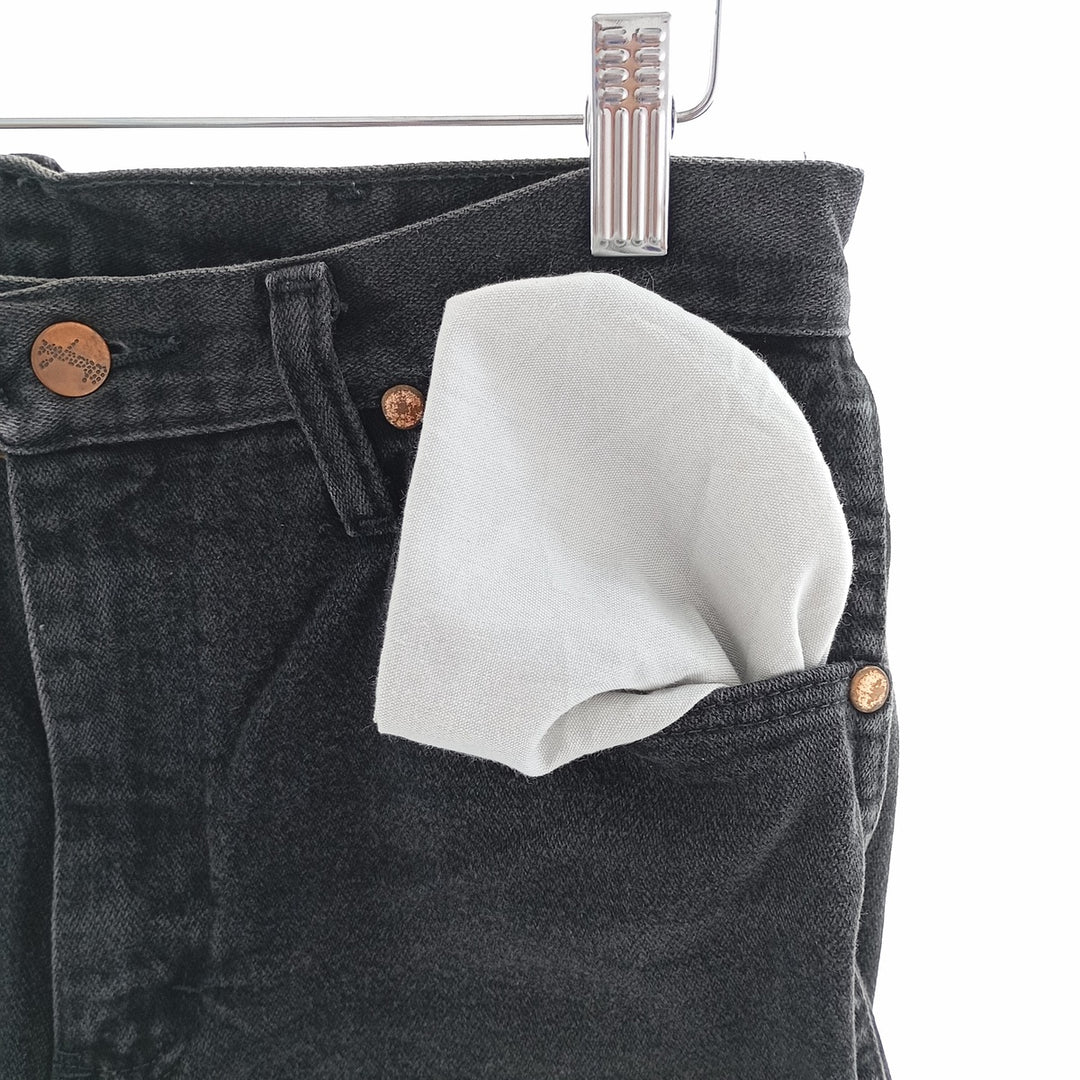 Vintage 80s-90'S Wrangler black denim straight-leg denim pants for men, size W29. cotton black type Vintage Second Hand