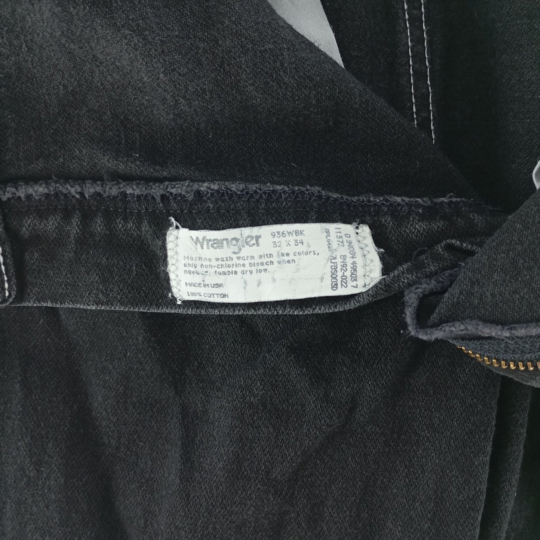 Vintage 80s-90'S Wrangler tapered black denim pants, made in the USA, men's size W32. cotton black type Vintage Second Hand