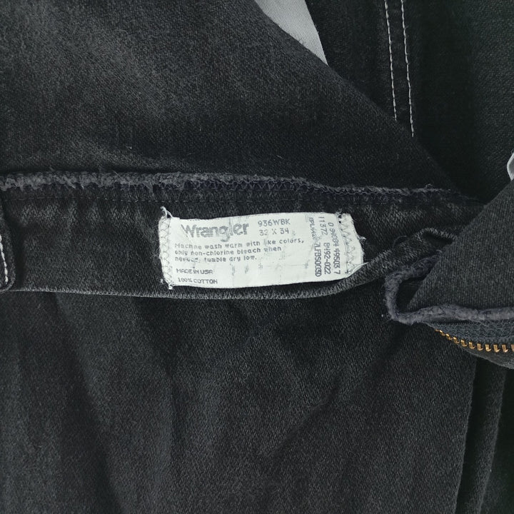 Vintage 80s-90'S Wrangler tapered black denim pants, made in the USA, men's size W32. cotton black type Vintage Second Hand