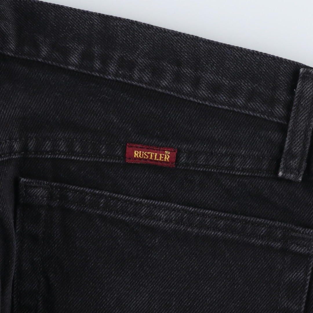 Rustler Black Denim Straight Denim Pants for Men, W33 equivalent cotton black type Vintage Second Hand