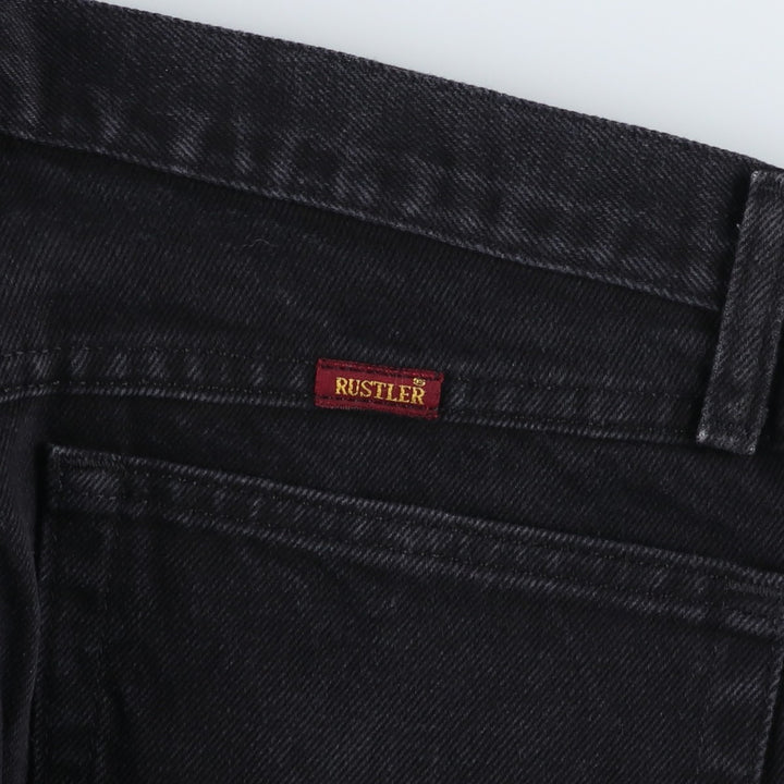 Rustler Black Denim Straight Denim Pants for Men, W33 equivalent cotton black type Vintage Second Hand