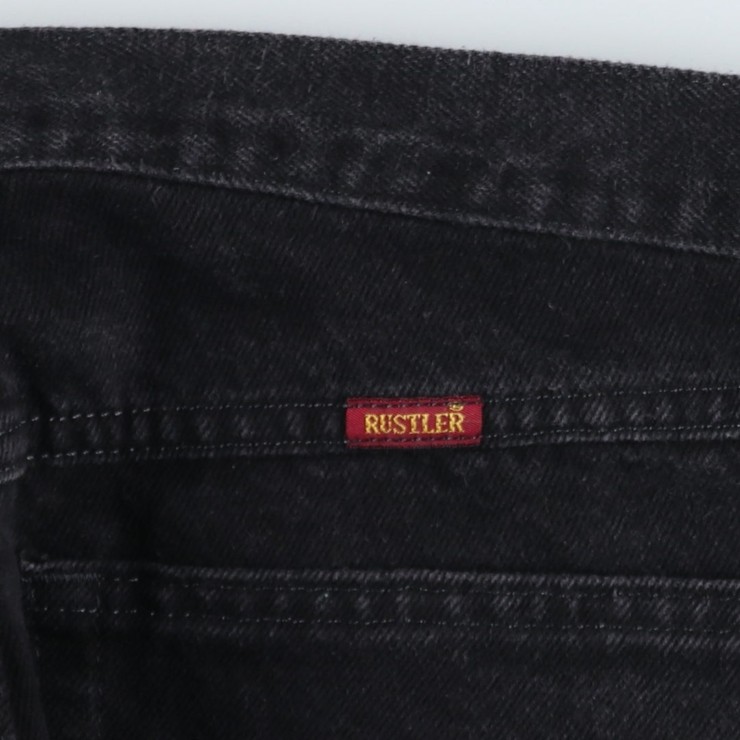 Rustler Black Denim Straight Denim Pants for Men, W32 equivalent cotton black type Vintage Second Hand