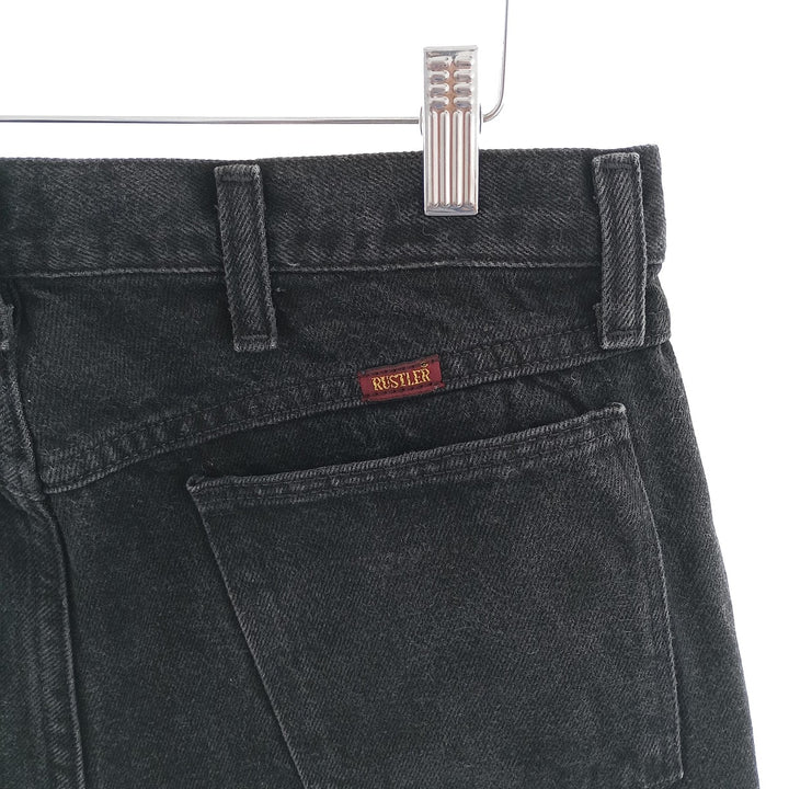 Rustler Black Denim Straight Denim Pants for Men, W33 equivalent cotton black type Vintage Second Hand