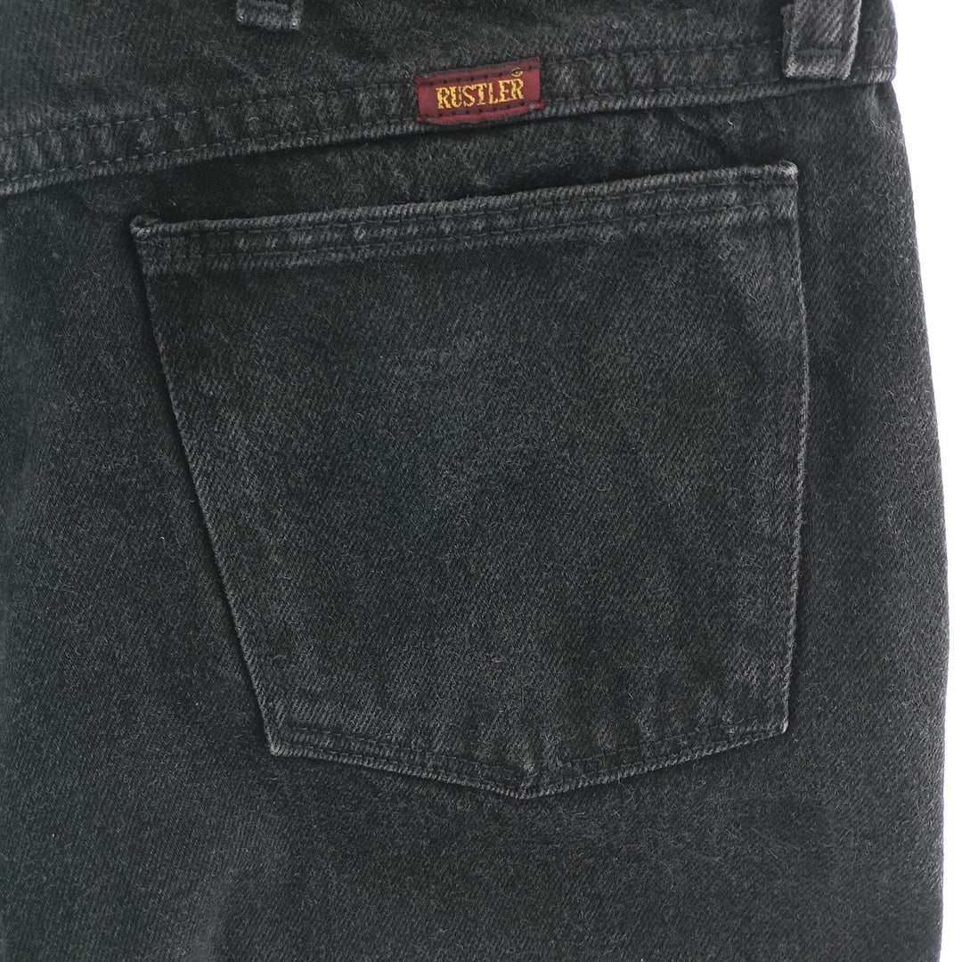 Rustler Black Denim Straight Denim Pants for Men, W33 equivalent cotton black type Vintage Second Hand