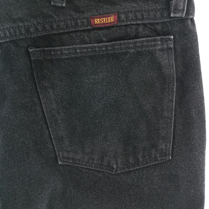 Rustler Black Denim Straight Denim Pants for Men, W33 equivalent cotton black type Vintage Second Hand