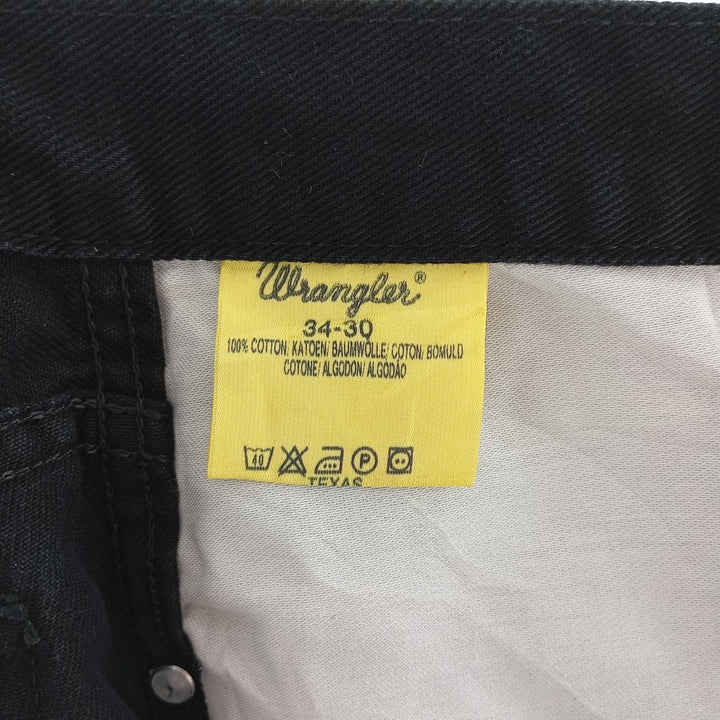 Wrangler Texas Men's Black Denim Straight Leg Denim Pants, Size W34 cotton black type Vintage Second Hand