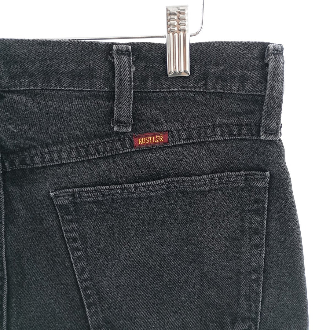 Rustler Black Denim Straight Denim Pants for Men, W34 equivalent cotton black type Vintage Second Hand