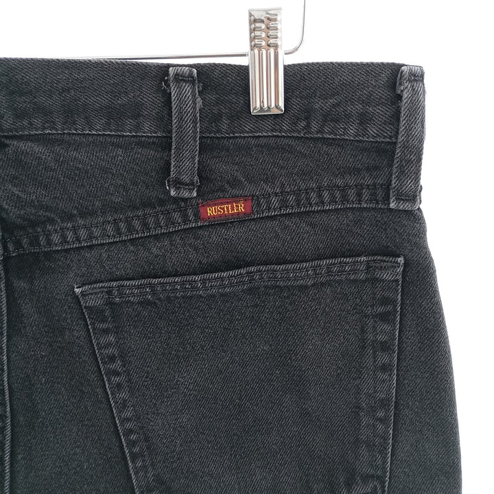 Rustler Black Denim Straight Denim Pants for Men, W34 equivalent cotton black type Vintage Second Hand
